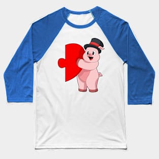 Pig Groom Heart Wedding Baseball T-Shirt